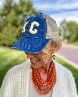 KC Patch Hat in Denim Blue
