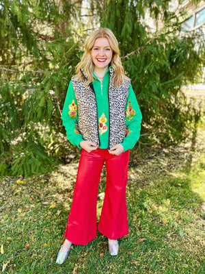 Women’s Cheetah Zip Up Puffer Vest