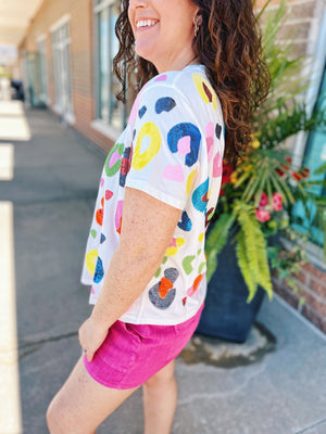 Queen of Sparkles Colorful Animal Print tee