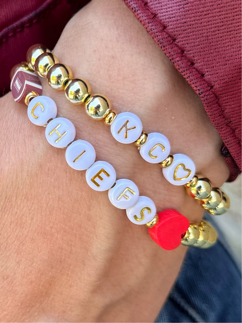 KC Heart Friendship Bracelet Gold Bead With Heart