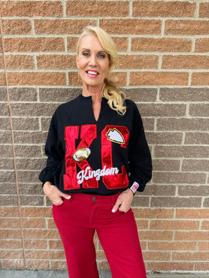 Red KC Metallic Kingdom Sweatshirt - Queen of Sparkles x Amelia's Boutique