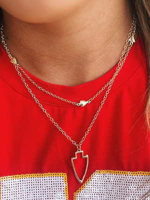 Gold Double Layer Arrowhead Necklace