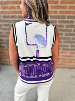 Kansas State Inspired Game Day Sweater Vest - Queen of Sparkles