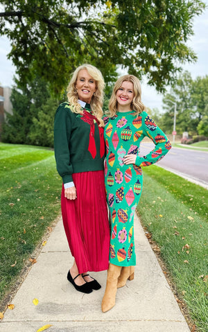 Queen of Sparkles Holiday Ornament Sweater Dress