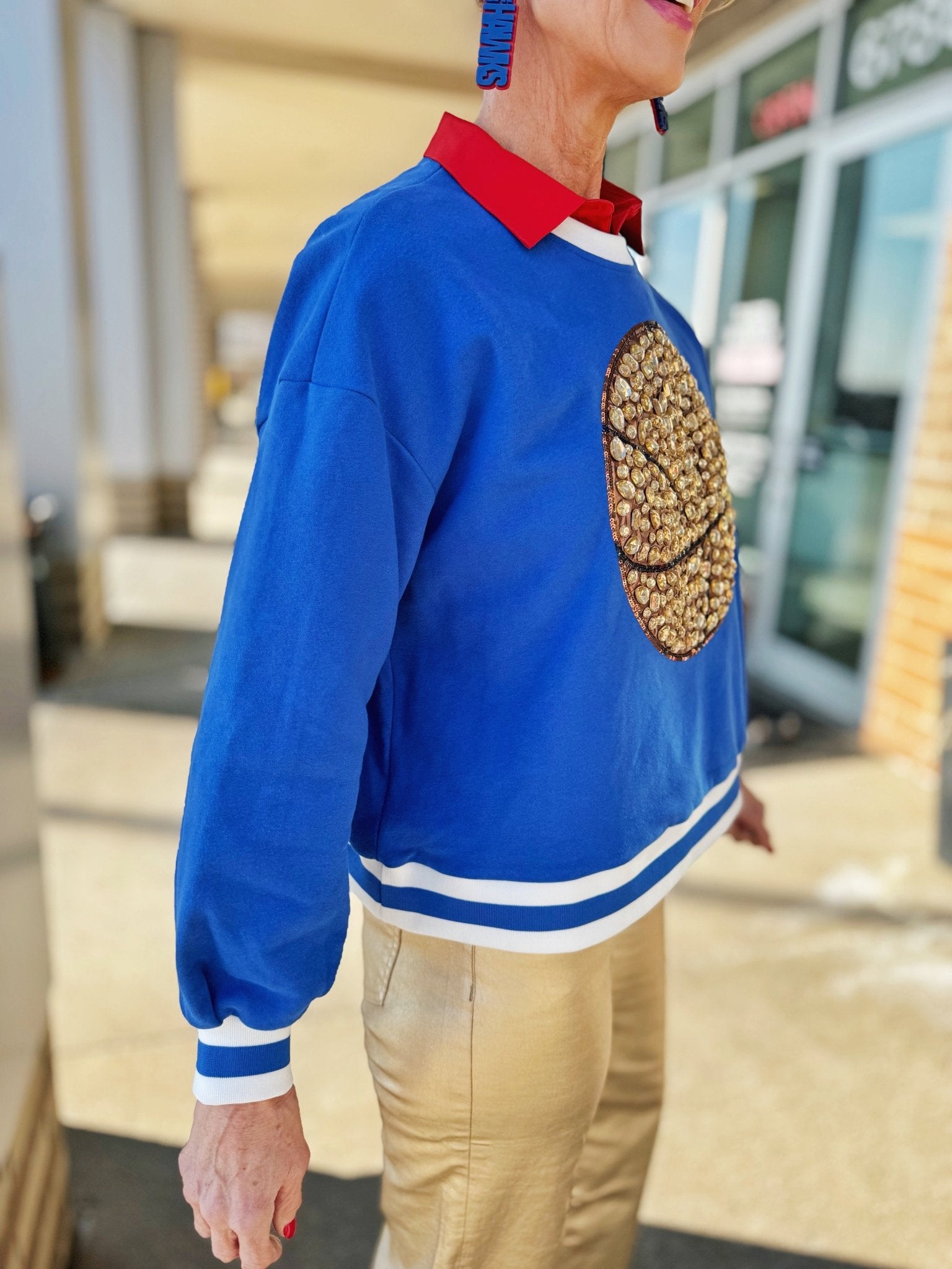 Queen of Sparkles KU Jayhawks Basketball Sweatshirt - Amelia's Boutique