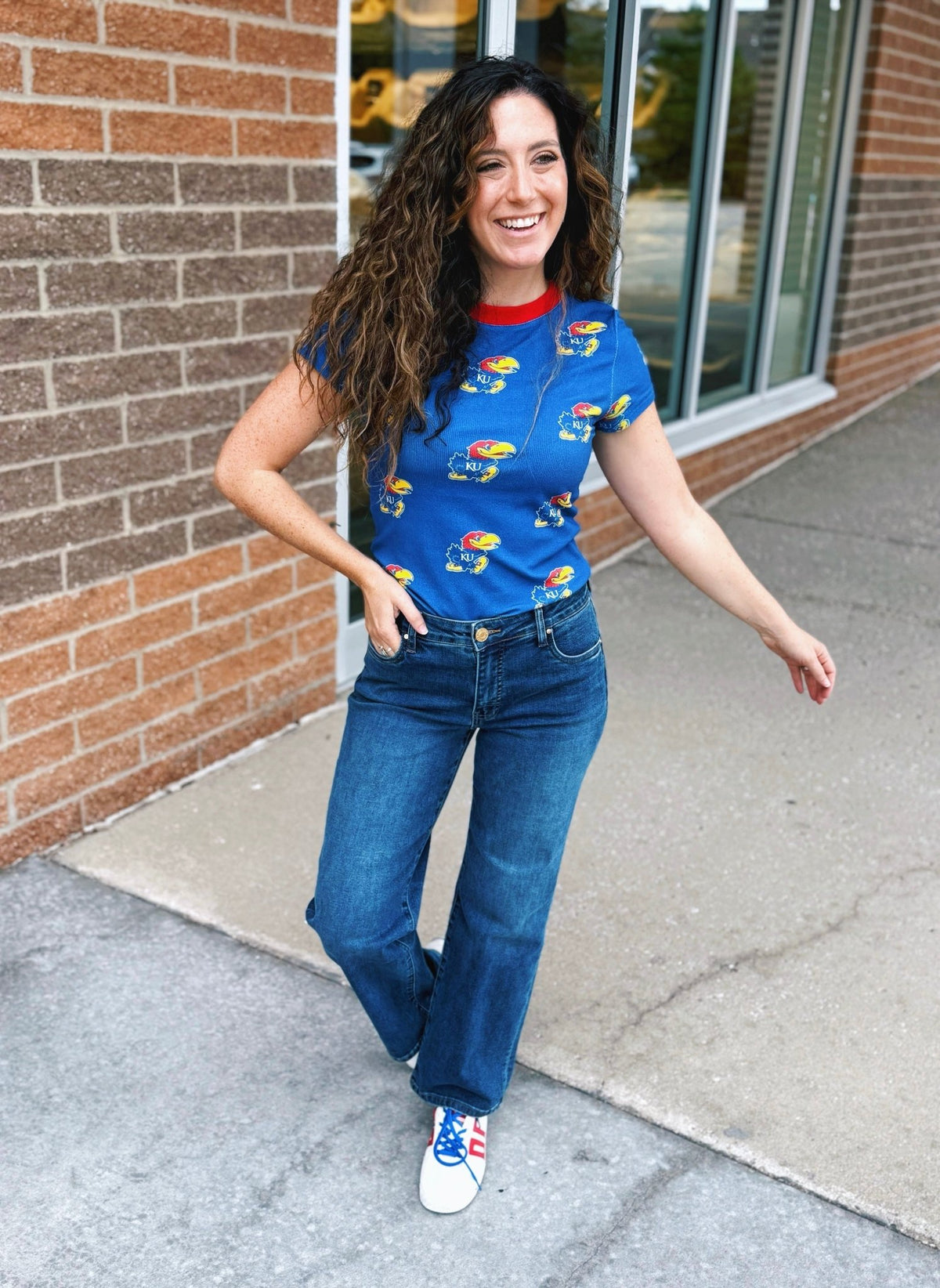 Jayhawk Licensed Women’s Ribbed Tee - Amelia's Boutique