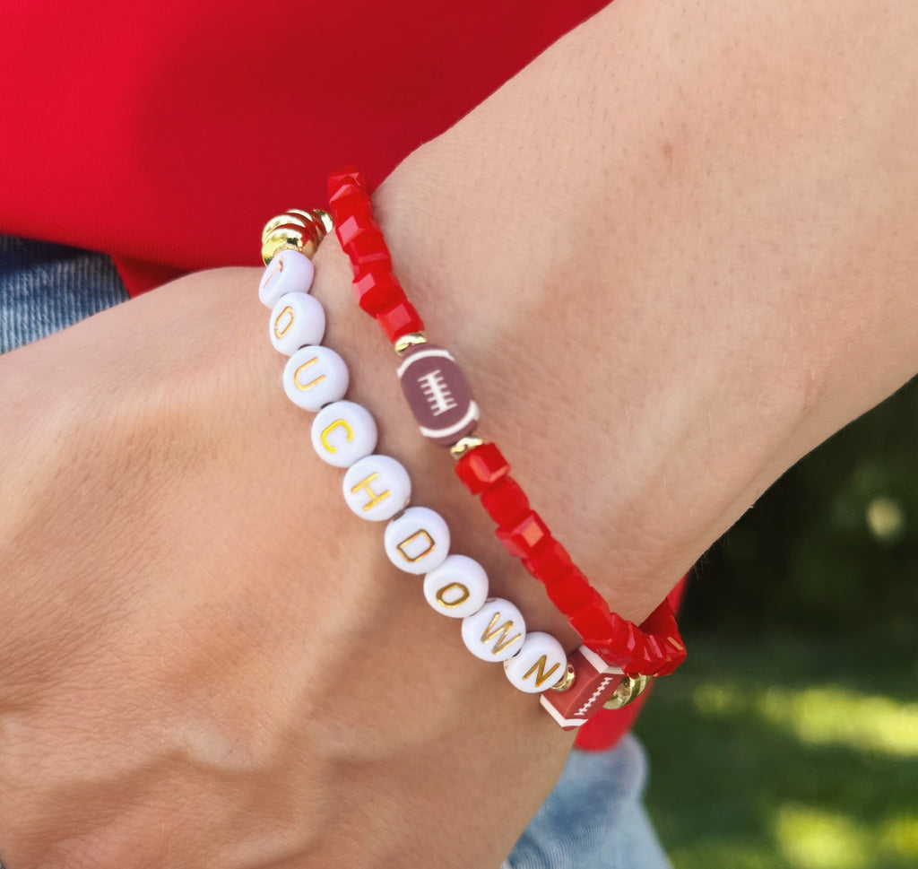 Stretchy Gold Bead TOUCHDOWN Friendship Bracelet