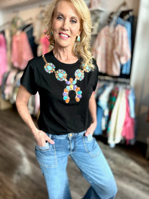 Queen of Sparkles Turquoise Necklace Tee