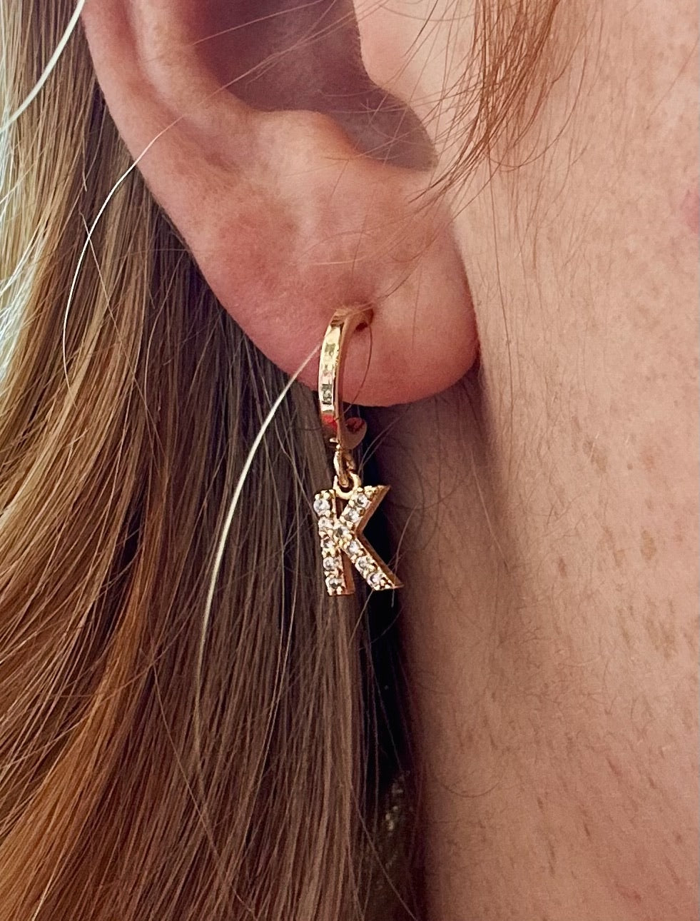 Small Pave KC Huggie Hoop Earrings