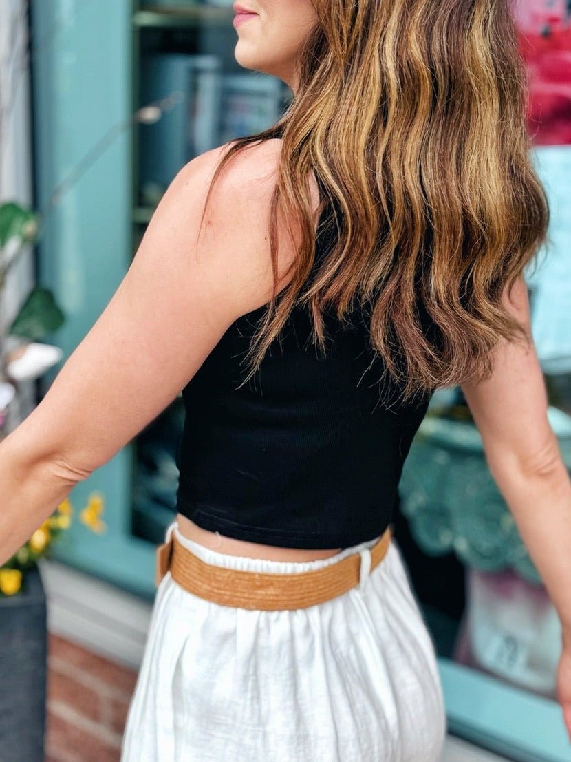 Chiefs Ribbed Crop Tank in Black - NFL Licensed - Amelia's Boutique