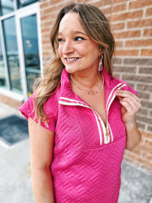 Textured Sport Stripe Set in Pink