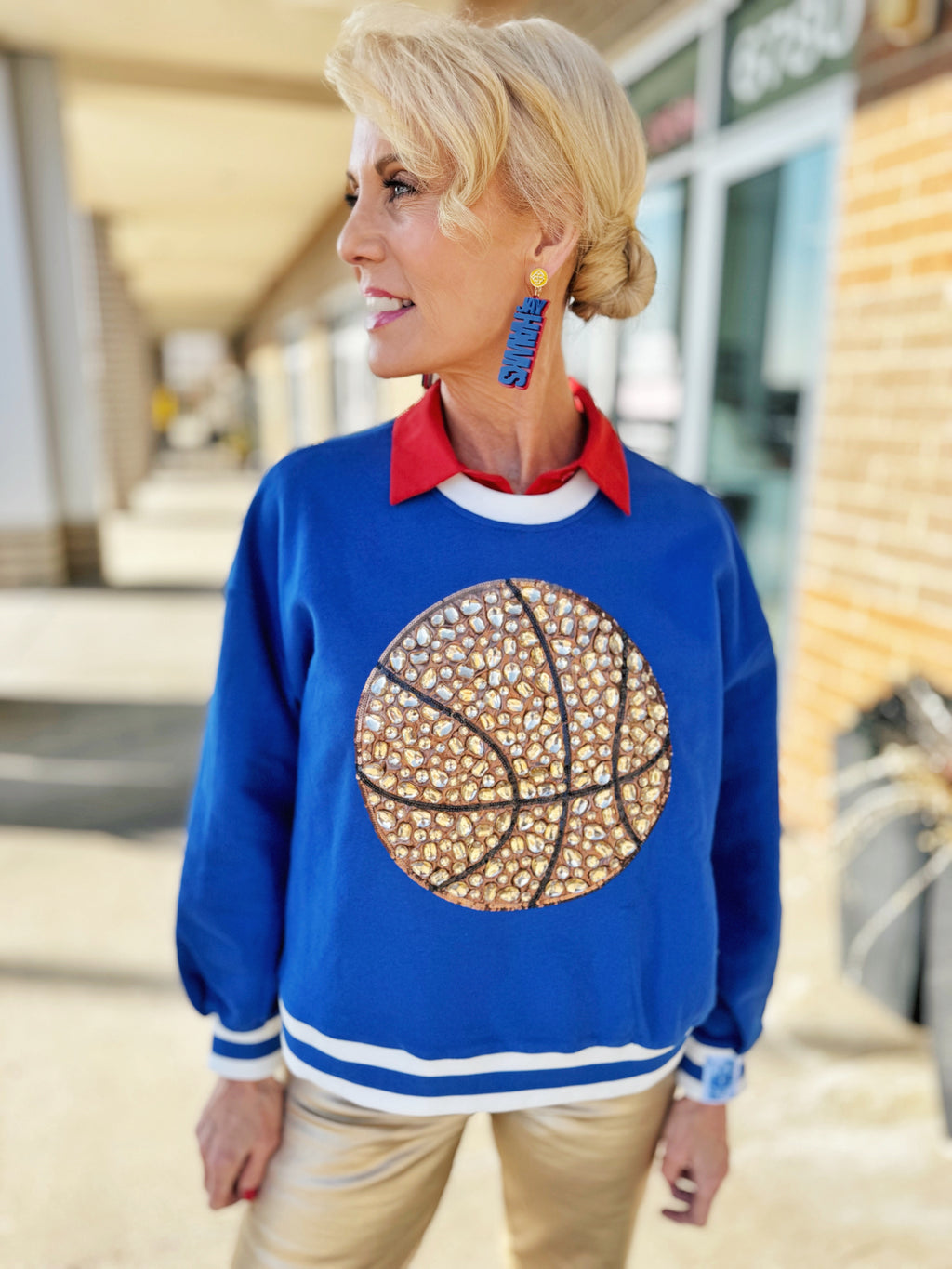 Queen of Sparkles KU Jayhawks Basketball Sweatshirt