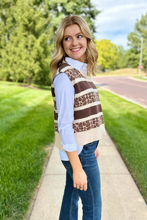 Colorblock Cheetah Sweater Vest
