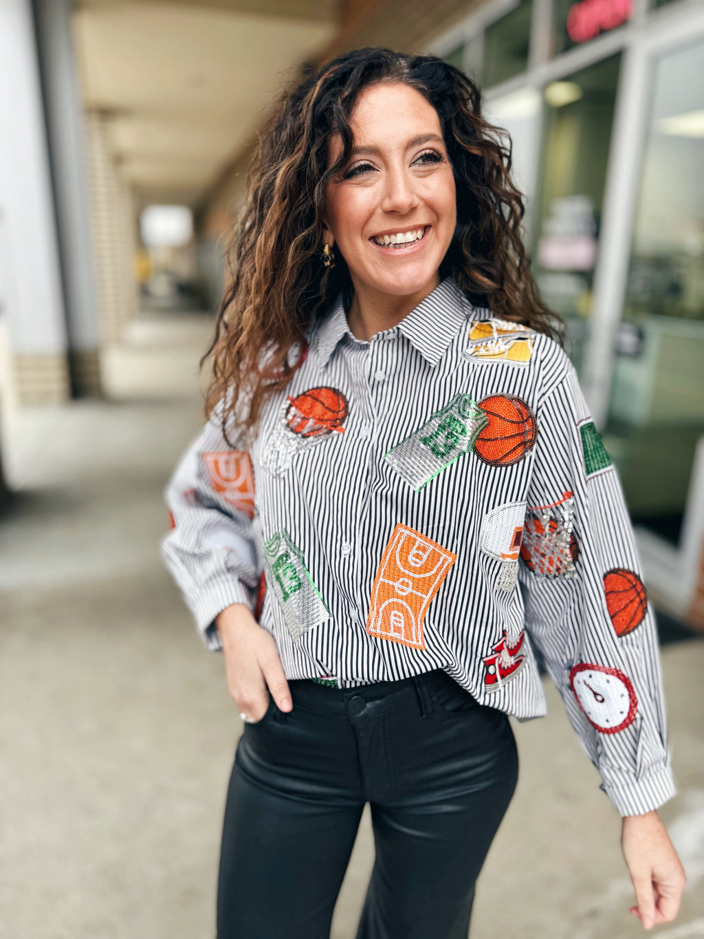 Queen of Sparkles Basketball Button Up