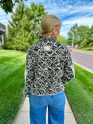 Floral/Cheetah Print Zip Jacket