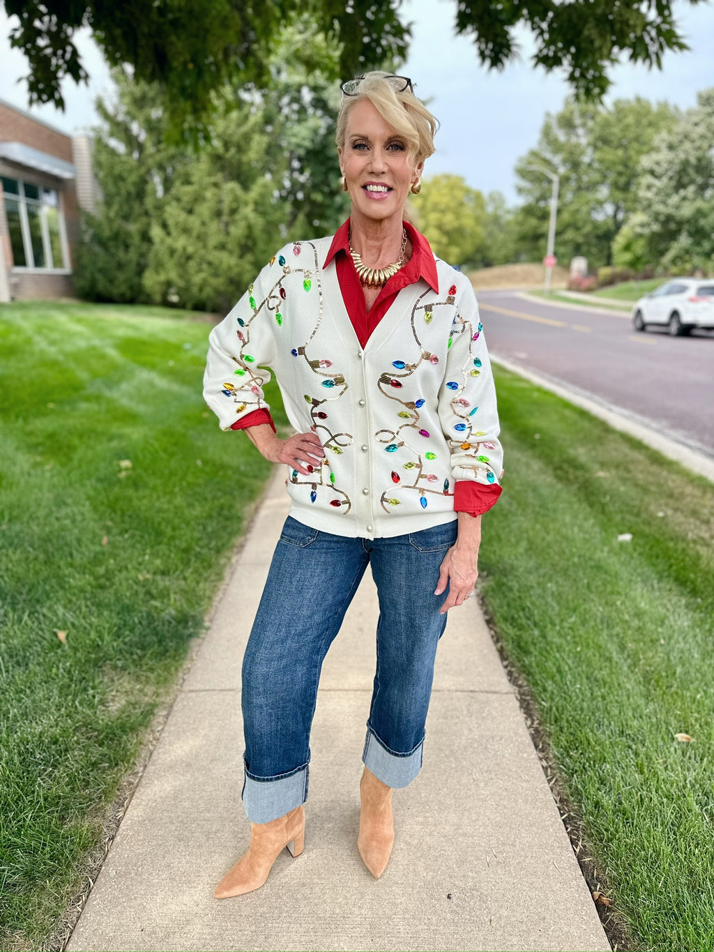 Queen of Sparkles Christmas Lights Cardigan