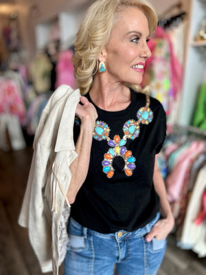 Queen of Sparkles Turquoise Necklace Tee