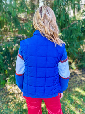 Women’s Royal Blue Zip Up Puffer Vest