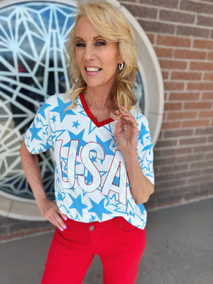 Women’s Star USA Sequin Stretch Tee