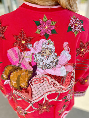 Queen of Sparkles Santa and Poinsettia Sweatshirt