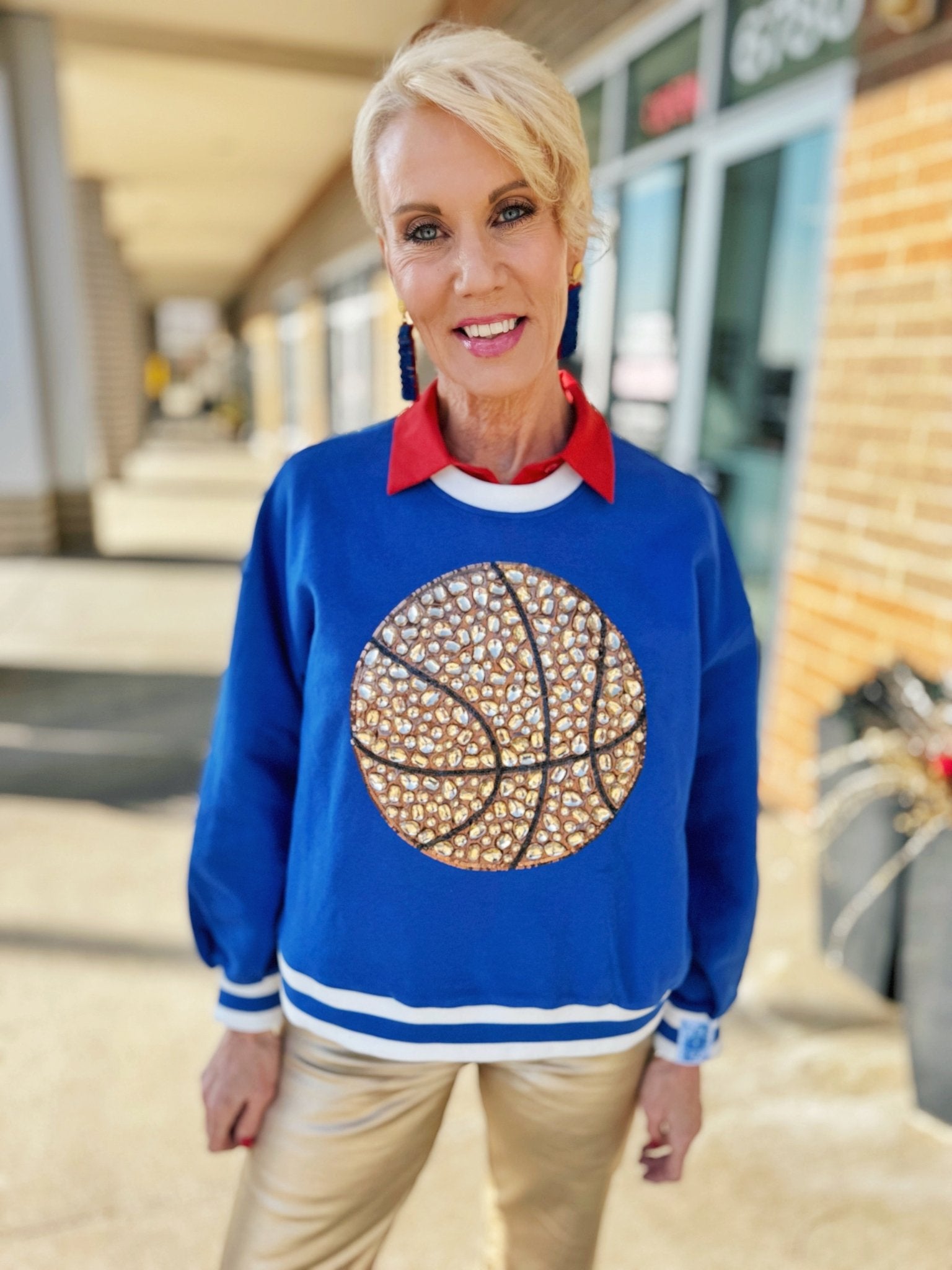 Queen of Sparkles KU Jayhawks Basketball Sweatshirt - Amelia's Boutique