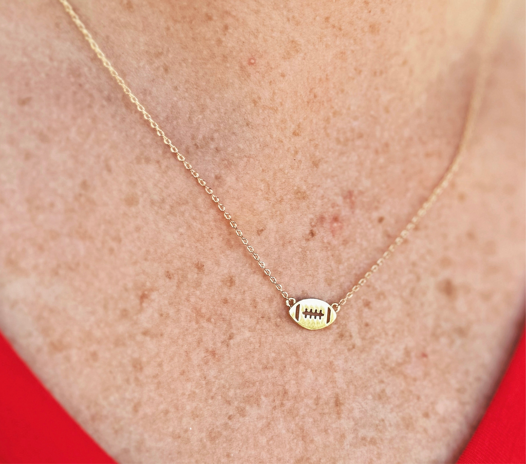 Dainty Football Necklace in Gold