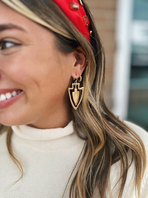 Gold Double Arrowhead Drop Earrings