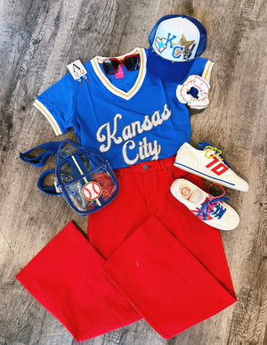 Queen of Sparkles Custom Kansas City Script Tee in Blue