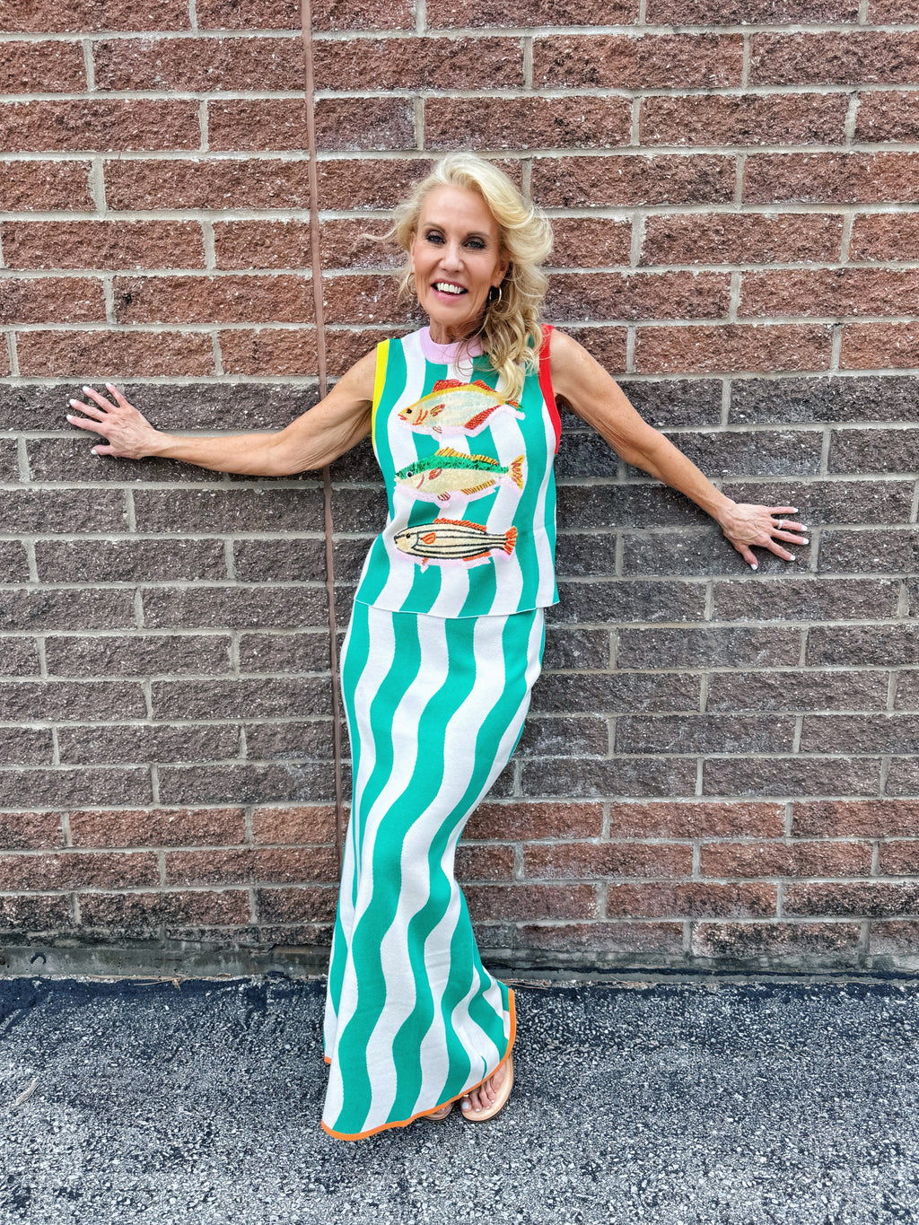 Queen of Sparkles Sequin Fish Knit Women’s Tank