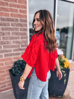 Women’s Red Button Front Blouse