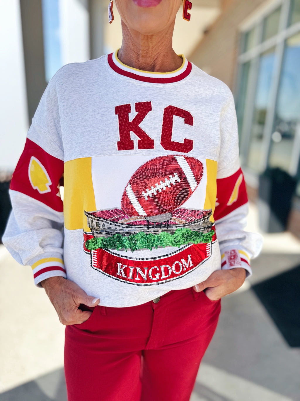 KC Stadium Football Sweatshirt - Queen of Sparkles x Amelia's Boutique