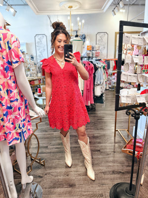 Crochet Dress in Coral