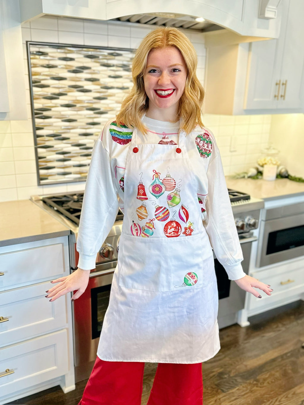 Holiday Apron with Ornaments