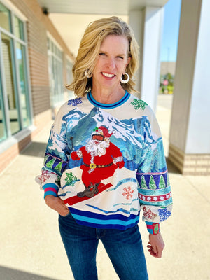 Queen of Sparkles Ski Santa Sweatshirt