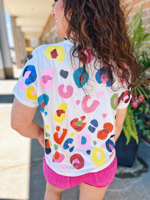 Queen of Sparkles Colorful Animal Print tee