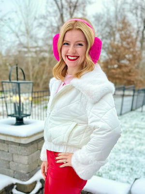 Faux Fur Collar Coat in Winter White