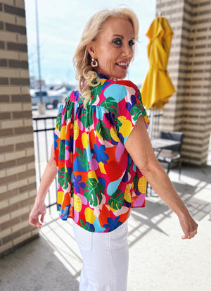 Colorful Tropical Print Women’s Top