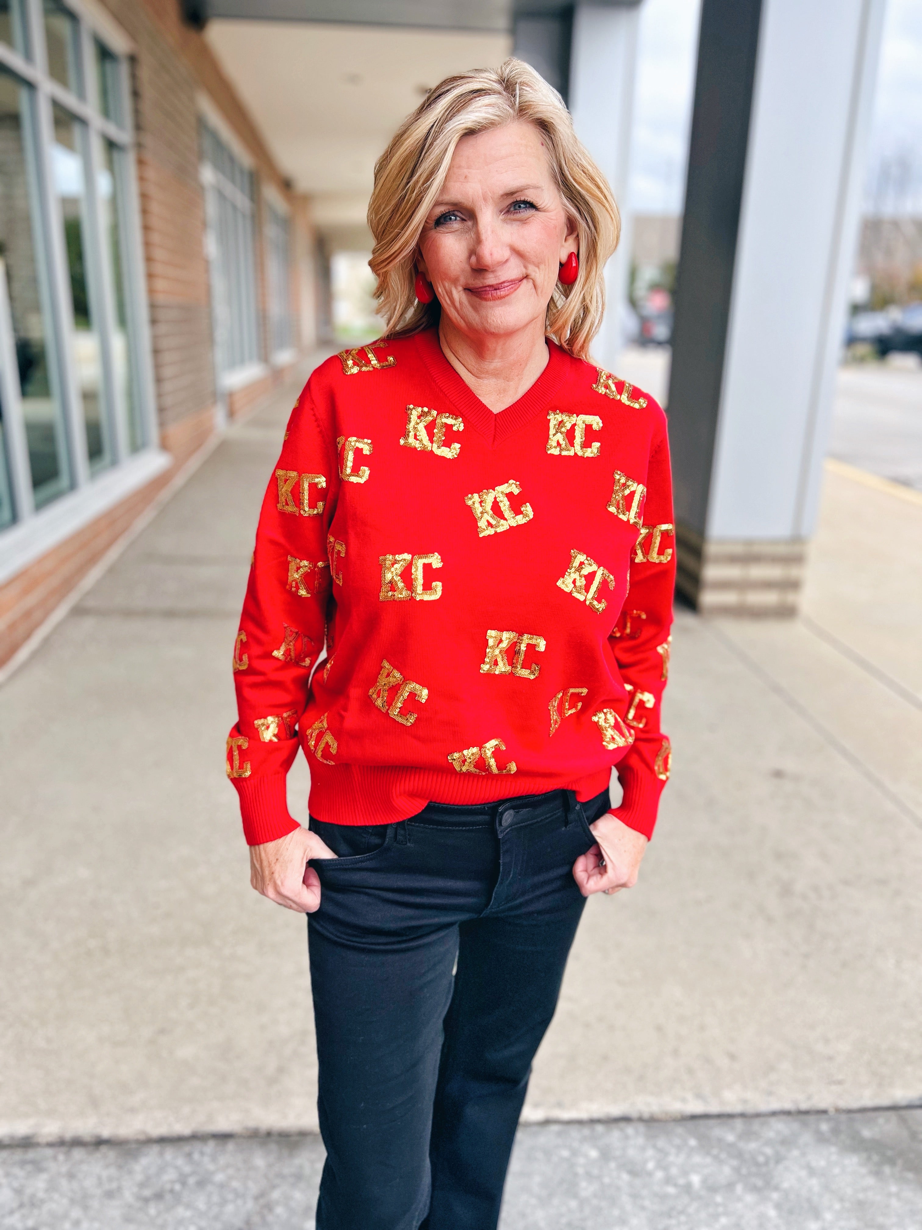 Red sequin sweater new arrivals