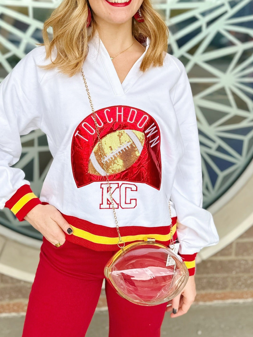 Clear Acrylic Football Purse with Latch Closure