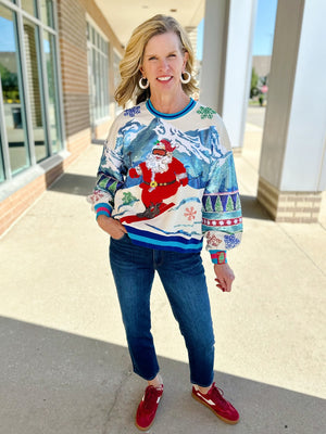 Queen of Sparkles Ski Santa Sweatshirt