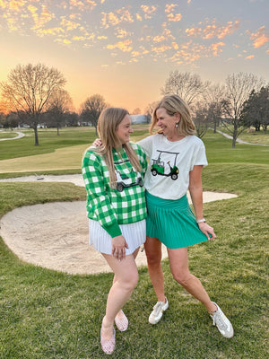 Queen of Sparkles Golf Cart Women’s Knit Sweater in Green