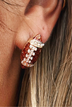 Sparkle Brown Football Post Earrings