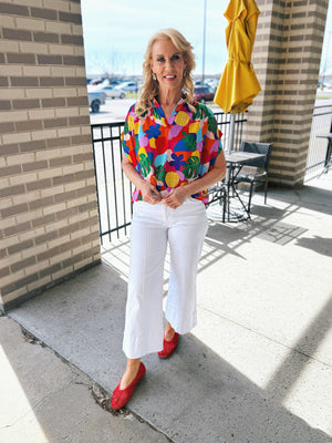 Colorful Tropical Print Women’s Top