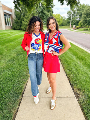 Kansas Inspired Game Day Sweater Vest - Queen of Sparkles