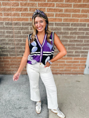 Kansas State Inspired Game Day Sweater Vest - Queen of Sparkles
