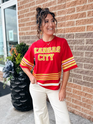 Queen of Sparkles x Amelia’s Boutique KC Rhinestone Jersey Tee