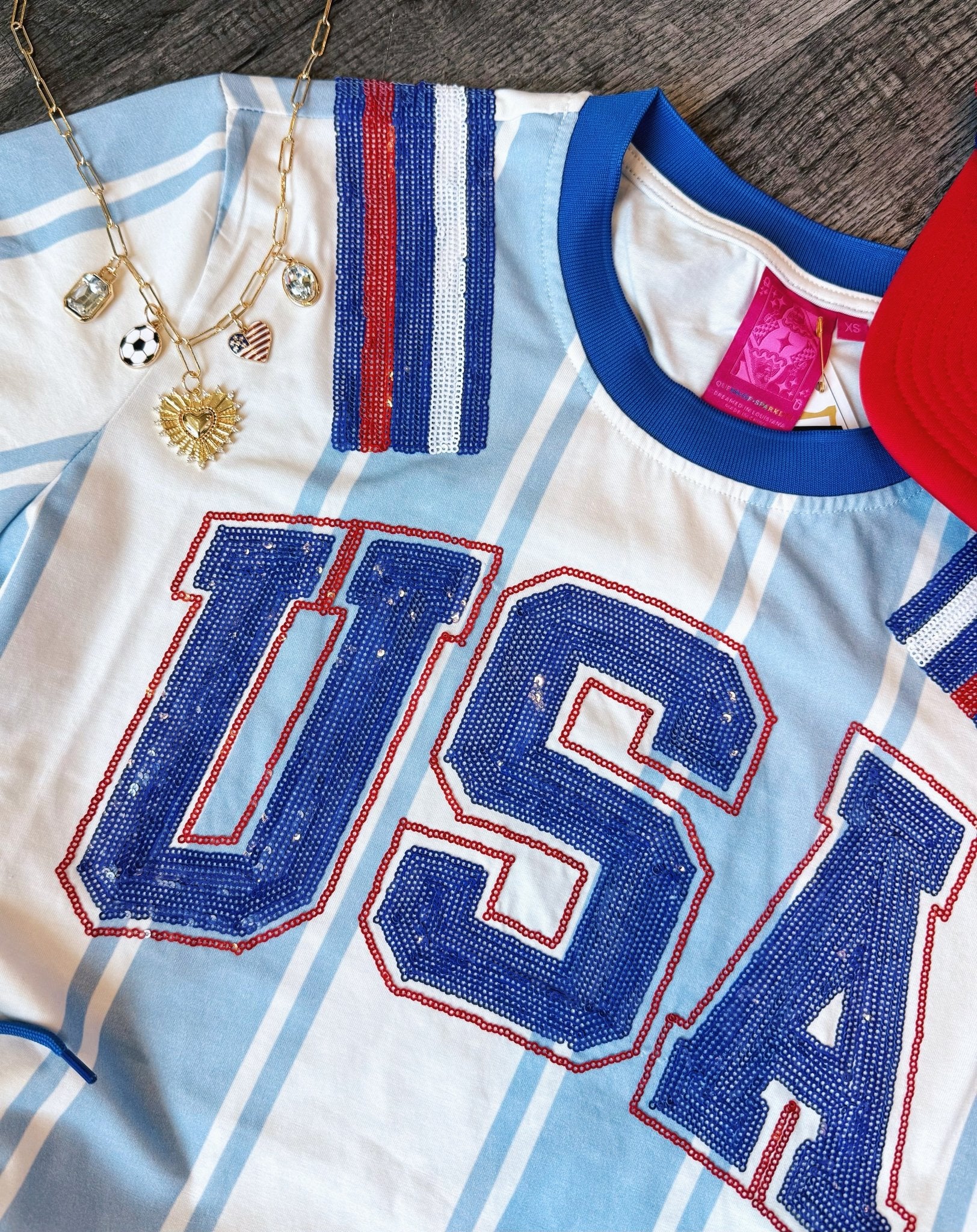 Queen of Sparkles Custom USA Soccer Jersey - Amelia's Boutique