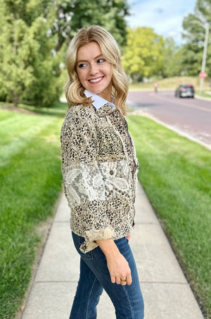 Mixed Media Cheetah Zip Jacket