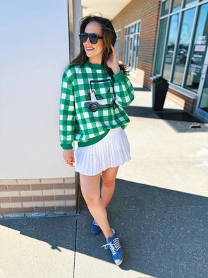 Queen of Sparkles Golf Cart Women’s Knit Sweater in Green