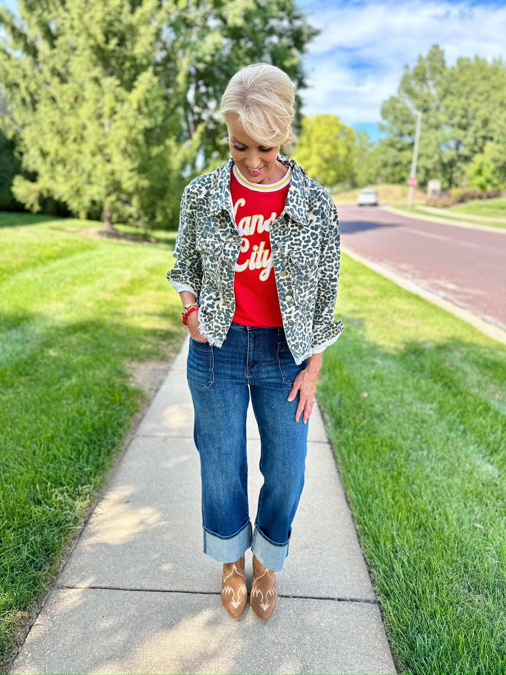 Cheetah Raw Edge Denim Jacket